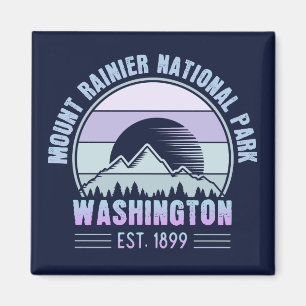 Mount Rainier National Park Washington USA Retro Magnet