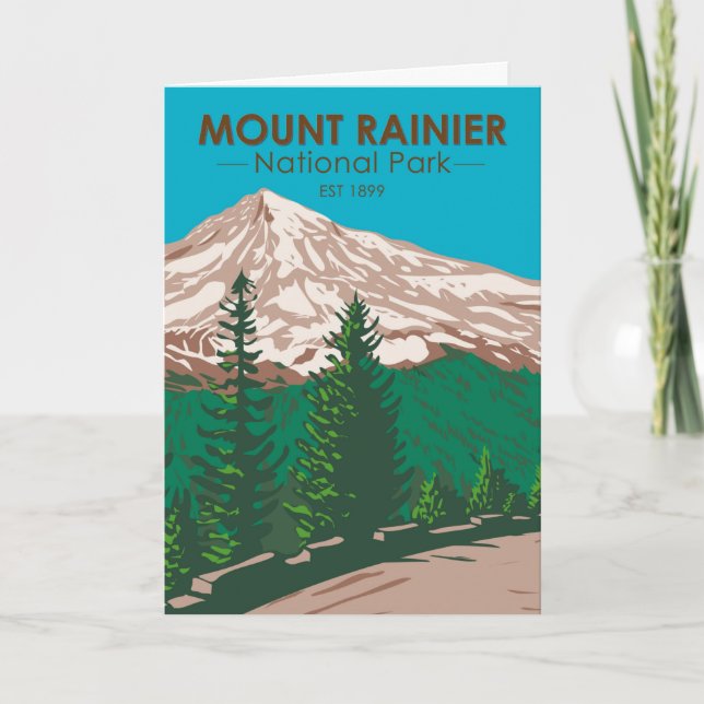 Mount Rainier National Park Washington Vintage Card (Front)