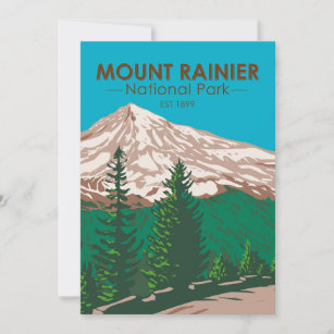 Mount Rainier National Park Washington Vintage  Holiday Card