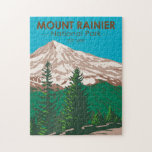 Mount Rainier National Park Washington Vintage  Jigsaw Puzzle<br><div class="desc">Mount Rainier vector artwork design. The park is surrounded by valleys,  waterfalls,  and subalpine meadows.</div>