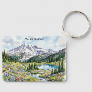 Mount Rainier National Park Watercolor Art Key Ring