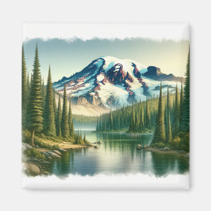 Mount Rainier National Park watercolor Magnet