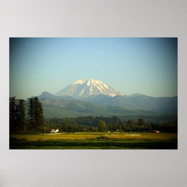 Mount Rainier over Farm Print (Front)