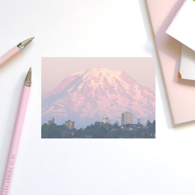 Mount Rainier Pink Alpenglow Landscape Post-it Notes (In Situ)