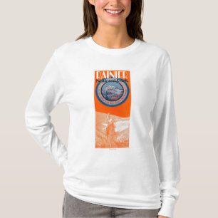 Mount Rainier Poster - Horseback Riding T-Shirt