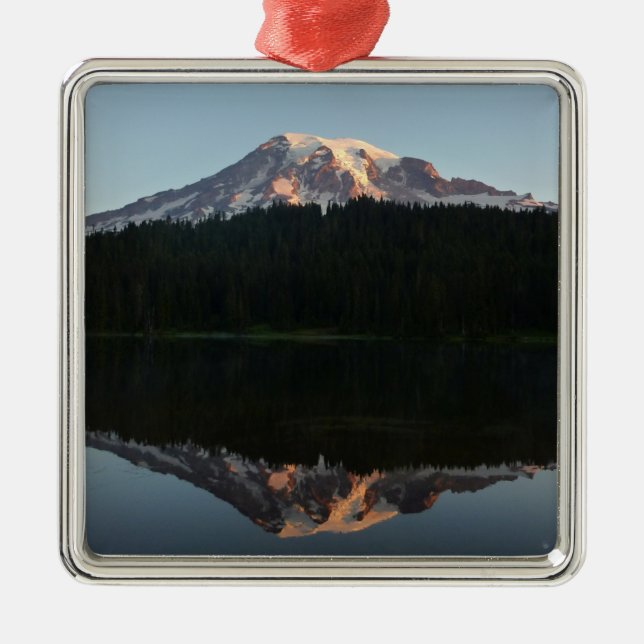 Mount Rainier Reflected Sunrise I Metal Tree Decoration (Front)