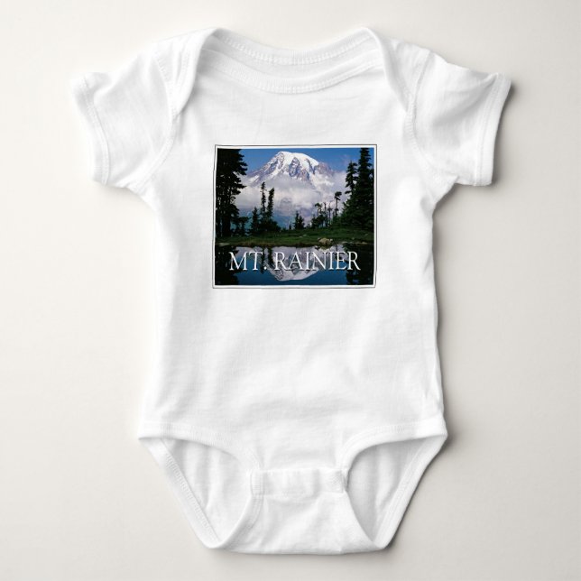Mount Rainier | Reflection in a Mountain Pond Baby Bodysuit (Front)