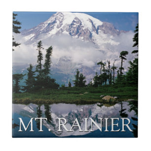 Mount Rainier Reflection in a Mountain Pond Tile