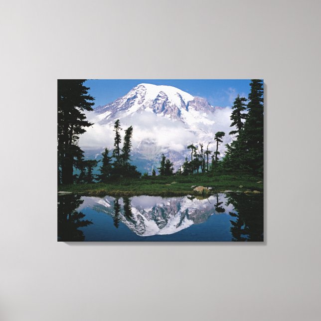 Mount Rainier relected in a mountain tarn Canvas Print (Front)