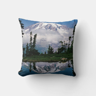 Mount Rainier relected in a mountain tarn Cushion