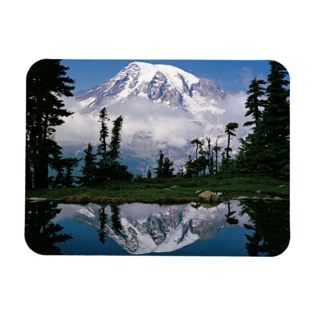 Mount Rainier relected in a mountain tarn Magnet (Horizontal)