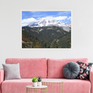 Mount Rainier Scenic Valley Landscape Canvas Print