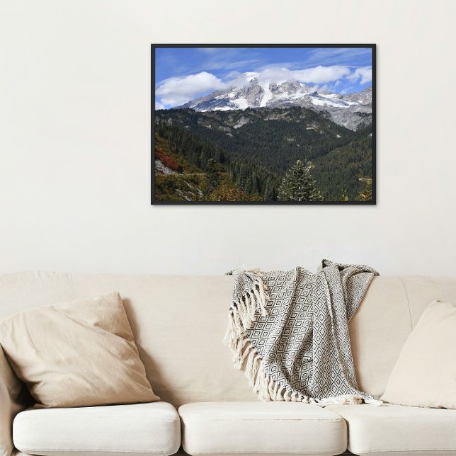 Mount Rainier Scenic Valley Landscape Photo Print (In Situ (Framed))
