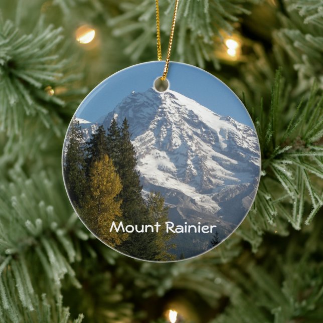 Mount Rainier Scenic View Holiday Ceramic Tree Decoration (Tree)