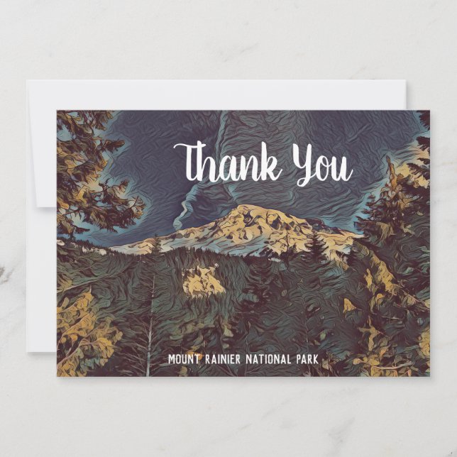 Mount Rainier Summit Custom Flat Thank You Card (Front)