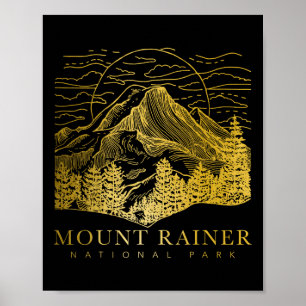 Mount Rainier Washington Mountain Mt Climbing Summ Poster