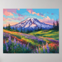 Mount Rainier Washington Watercolor Art
