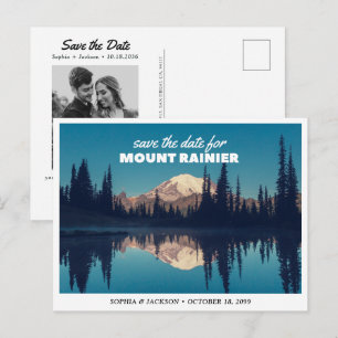 Mount Rainier Wedding Save the Date Retro Postcard