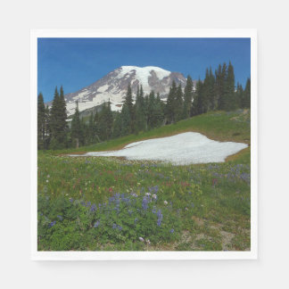 Mount Rainier, Wildflowers and Snow Napkin