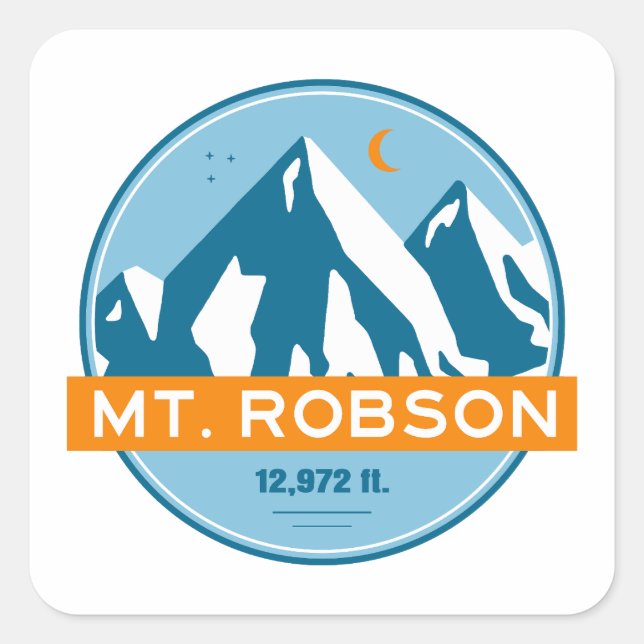 Mount Robson Stars Moon Square Sticker (Front)
