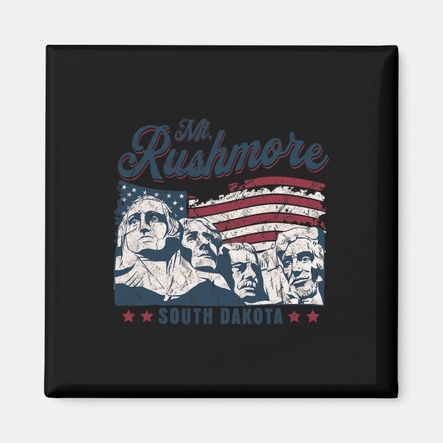Mount Rushmore 4th Of July Celebrating Usa Flag Mt Magnet (Front)