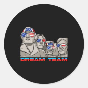 Mount Rushmore 4th Of July Funny Patriotic Preside Classic Round Sticker