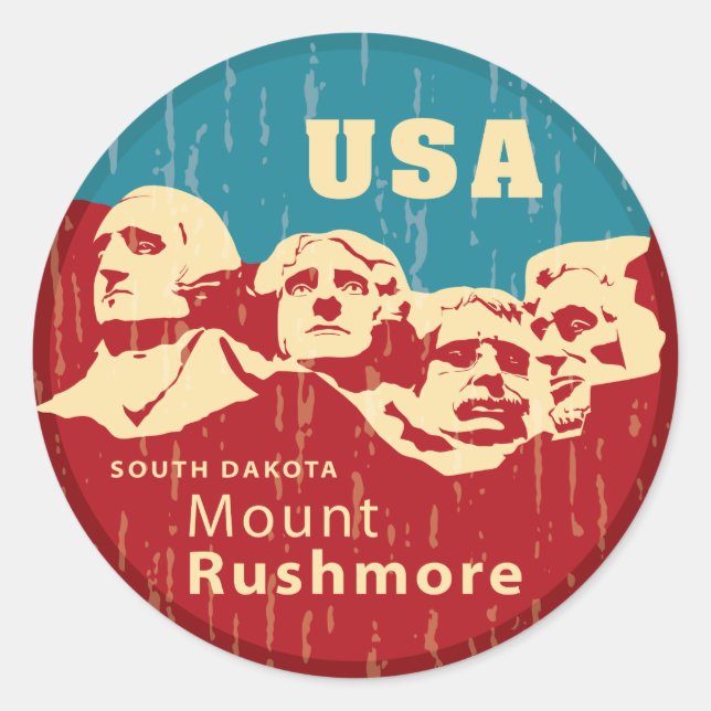 Mount Rushmore Classic Round Sticker (Front)