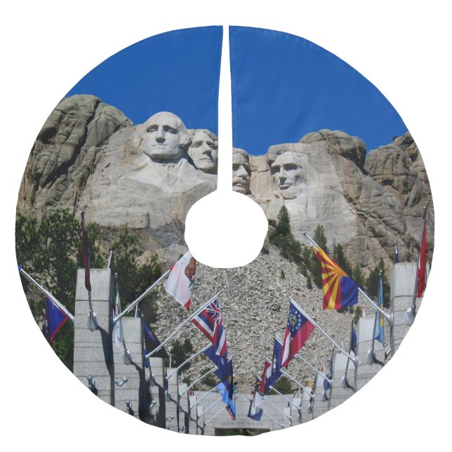 Mount Rushmore Customisable Photo Souvenir Brushed Polyester Tree Skirt (Front)