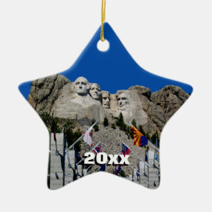 Mount Rushmore Customisable Photo Souvenir Ceramic Tree Decoration