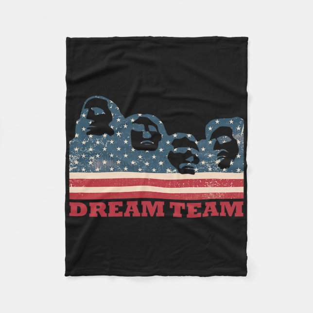 Mount Rushmore Dream Team Patriotic Usa Flag Ameri Fleece Blanket (Front)
