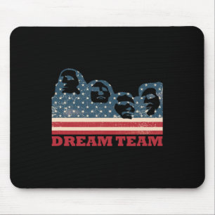 Mount Rushmore Dream Team Patriotic Usa Flag Ameri Mouse Pad