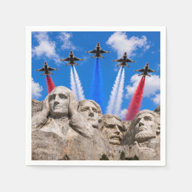 Mount Rushmore Fighter Jet Flyover Napkin (Front)