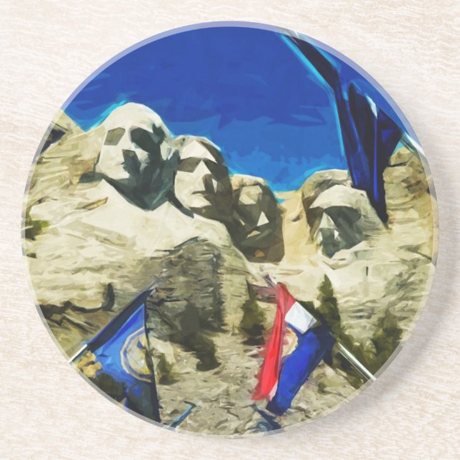 Mount Rushmore From The Hall of States Abstract Coaster (Front)
