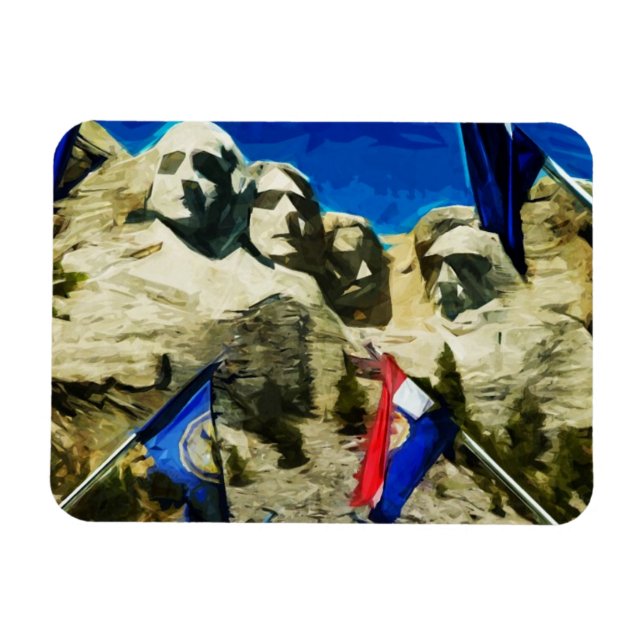 Mount Rushmore From The Hall of States Abstract Magnet (Horizontal)