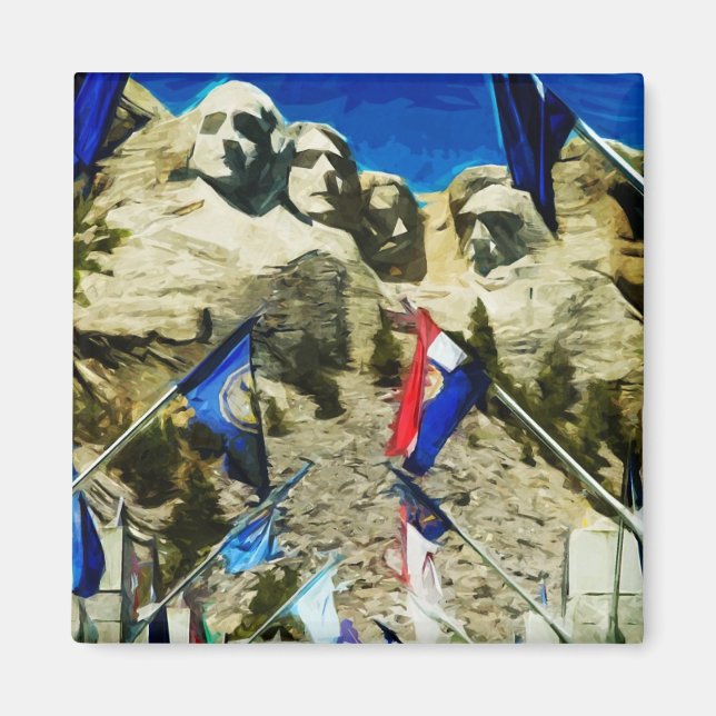 Mount Rushmore From The Hall of States Abstract Magnet (Front)