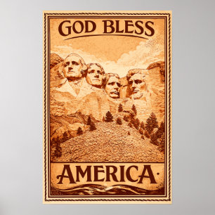 Mount Rushmore - God Bless America Poster