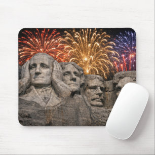 Mount Rushmore Humor with Fireworks Mouse Pad