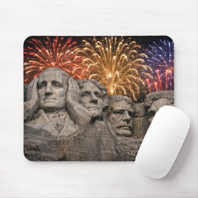 Mount Rushmore Humor with Fireworks Mouse Pad (With Mouse)