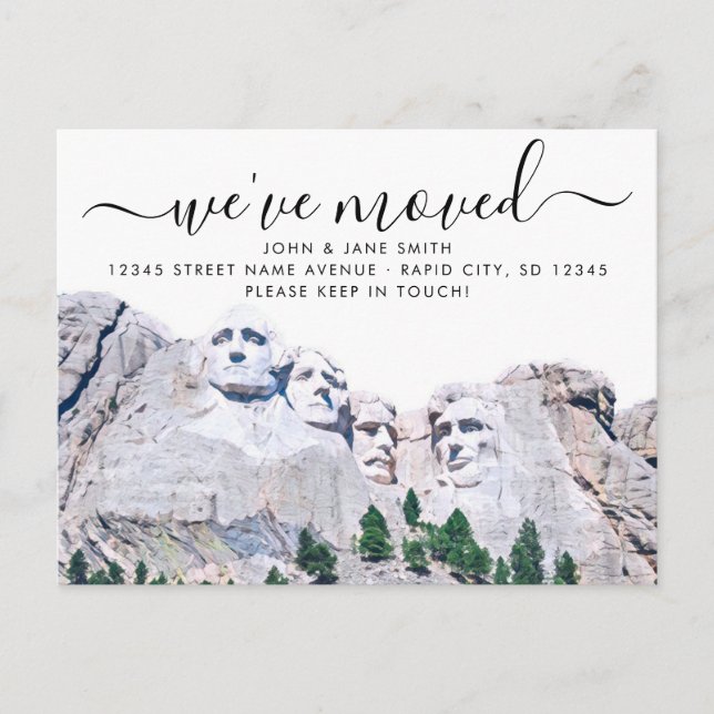 Mount Rushmore Moving Announcement Postcard (Front)