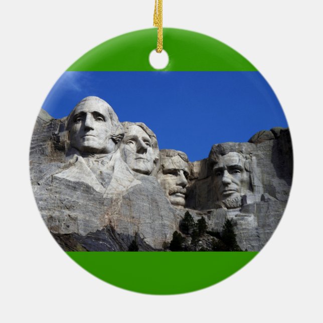 Mount Rushmore National Memorial Monument Ceramic Tree Decoration (Back)