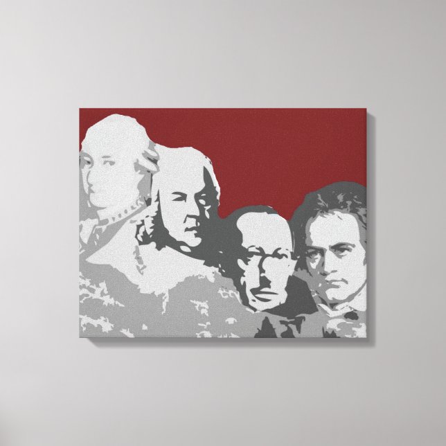 Mount Rushmore of Composers Red Canvas Print (Front)