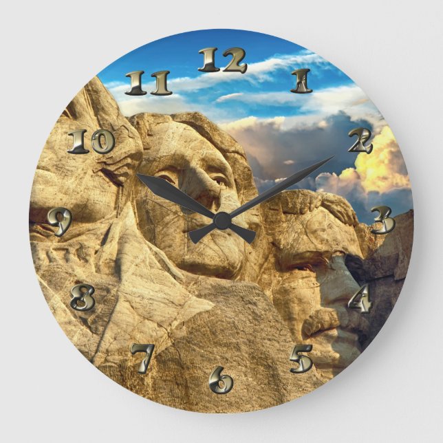 Mount Rushmore Presidential Memorial Large Clock (Front)