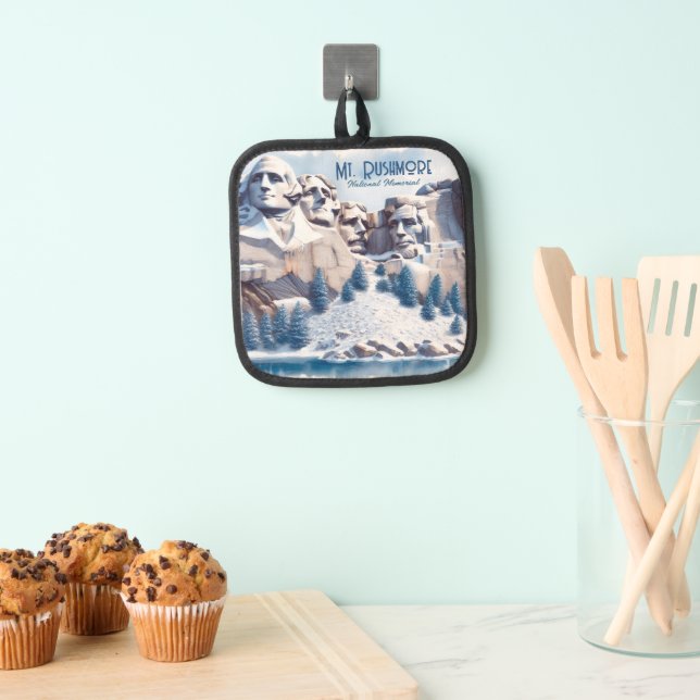 Mount Rushmore Snow Christmas Pot Holder (Insitu(Hanging))