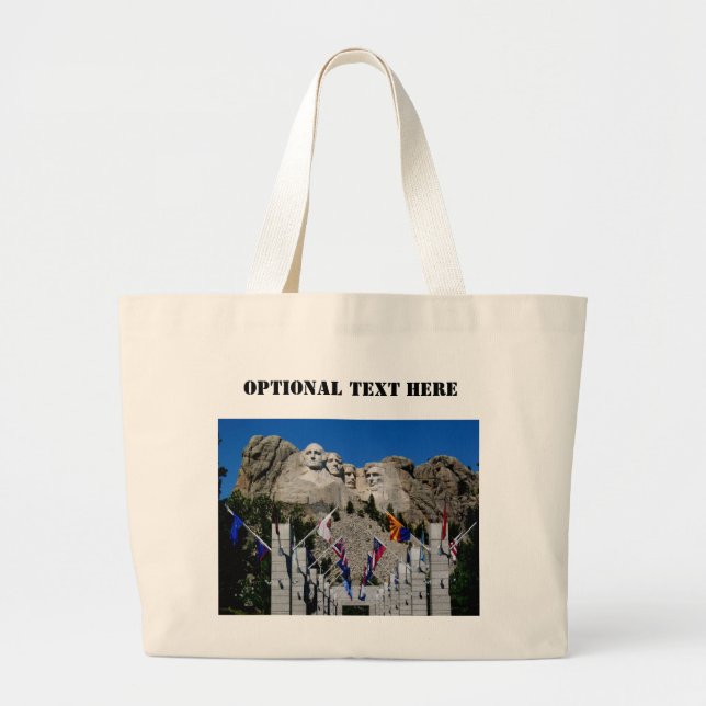 Mount Rushmore South Dakota Flag Souvenir Large Tote Bag (Front)