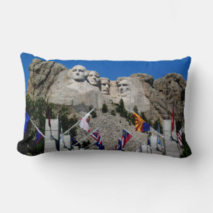 Mount Rushmore South Dakota Flag Souvenir Lumbar Cushion
