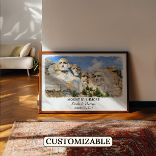 Mount Rushmore South Dakota Poster, Watercolor Poster