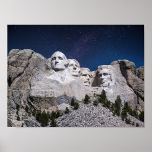 Mount Rushmore Timelapse Sky Poster