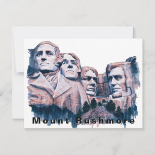 Mount Rushmore USA Travel Watercolor Postcard
