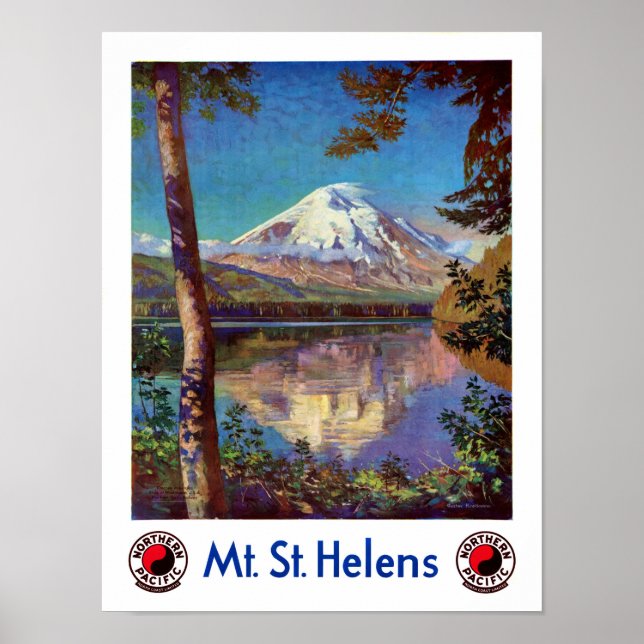 Mount Saint Helens Vintage Travel Poster Restored (Front)