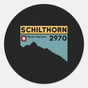 Mount Schilthorn Piz Gloria Hike Swiss Climbing Hi Classic Round Sticker